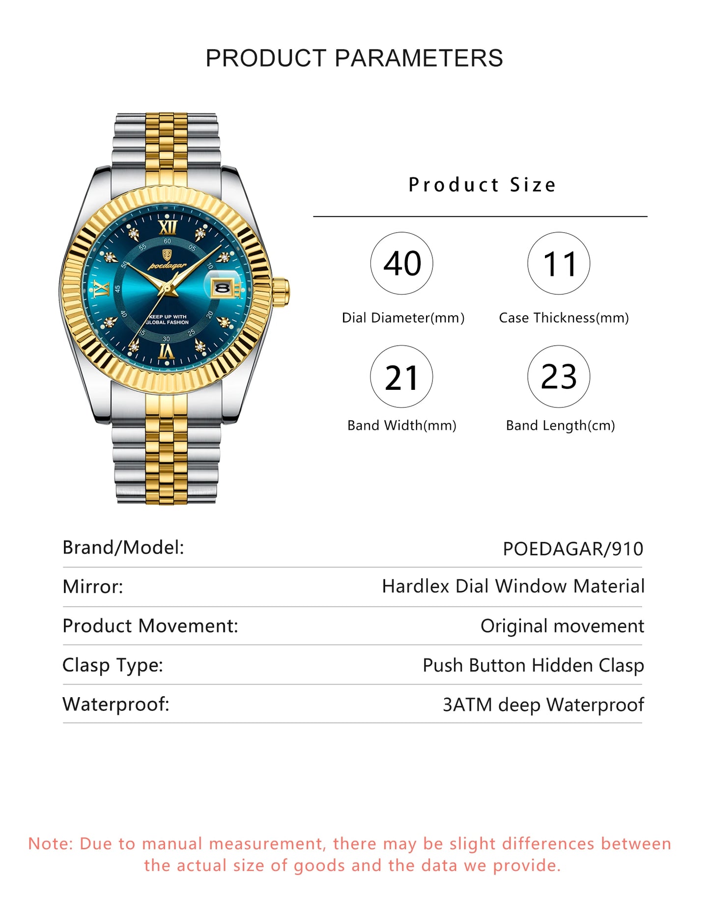 Relógio Esportivo Dourado Com Azul, A Prova D'água